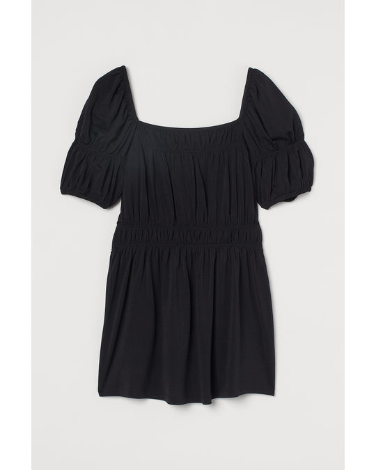 H&M Mama Puff-sleeved Top Black