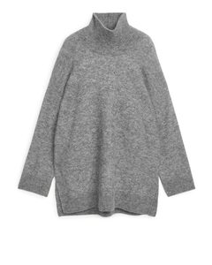 Pullover aus Alpakamix, mit hohem Kragen Graumeliert
