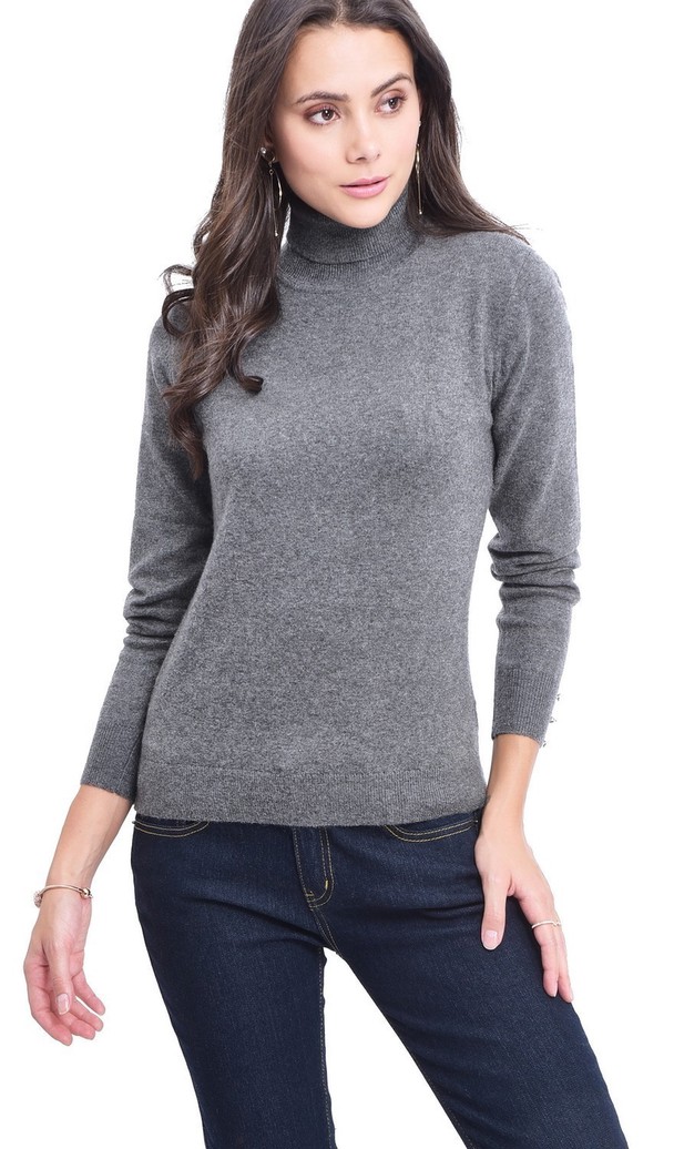 C&Jo Turtleneck Sweater With Silver Buttons On Sleeves