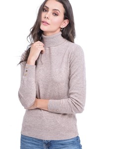 Turtleneck Sweater With Silver Buttons On Sleeves