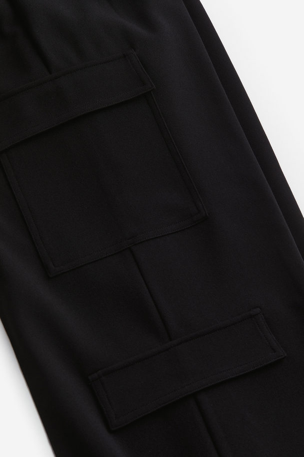 H&M Jersey Cargo Trousers Black