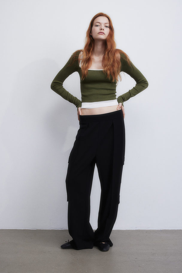 H&M Jersey Cargo Trousers Black