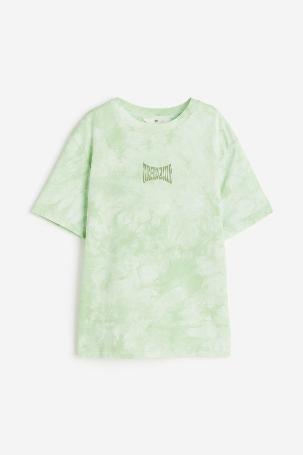 H&M Tricot T-shirt Met Print Lichtgroen/tranquil