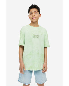 Bedrucktes T-Shirt aus Jersey. Hellgrün/Tranquil