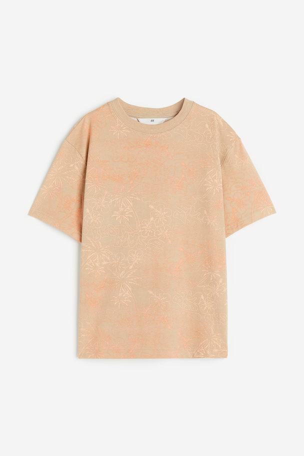 H&M Printed Jersey T-shirt Beige/patterned