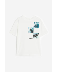 Tricot T-shirt Met Print Wit/surf Life