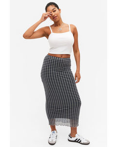 Mesh Tube Skirt Grey Checkered
