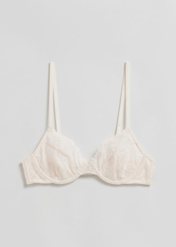 & Other Stories Floral Lace Underwire Bra Ivory