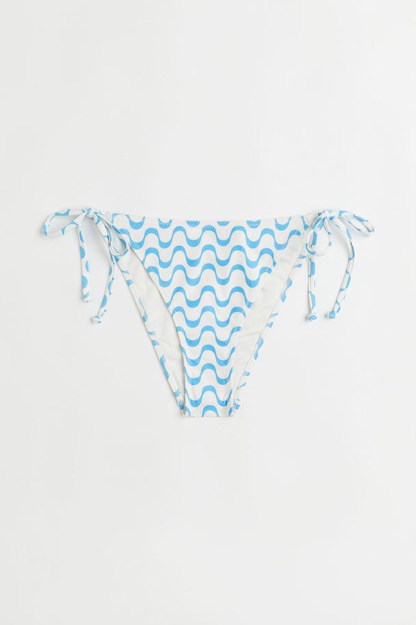 H&M Bikinitanga Met Strikbandjes Lichtblauw/dessin