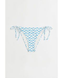 Bikinitanga Met Strikbandjes Lichtblauw/dessin