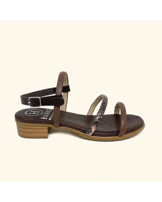 Hanks Naxos Brown Leather Flat Sandals