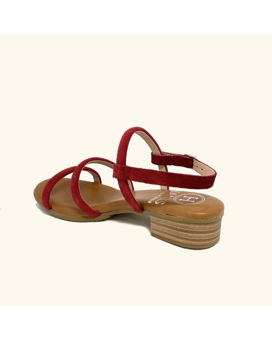Hanks Naxos Flat Sandals Leather And Split Leather Red