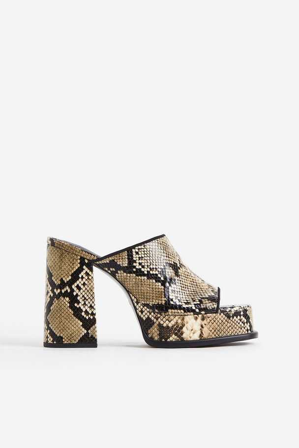H&M Platå-sandaler Beige/slangeskinnsmønstret