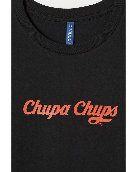 H&M Printed T-shirt Black/Chupa Chups