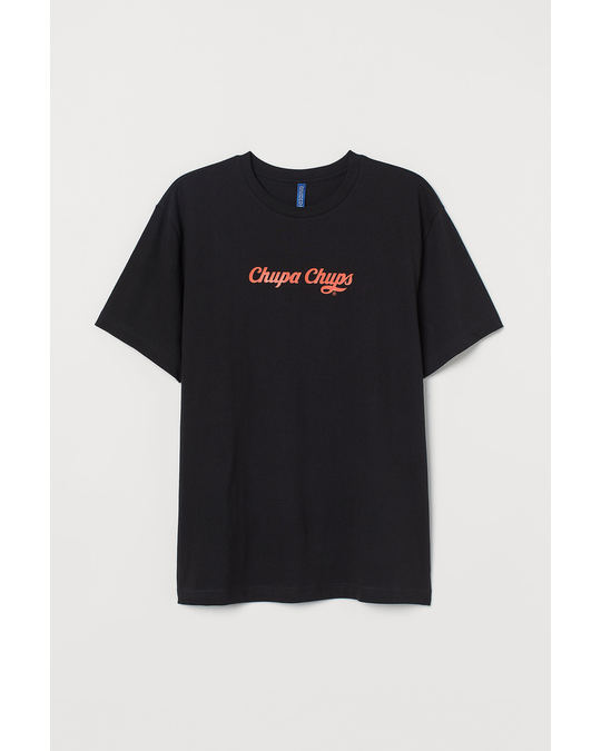 H&M Printed T-shirt Black/Chupa Chups