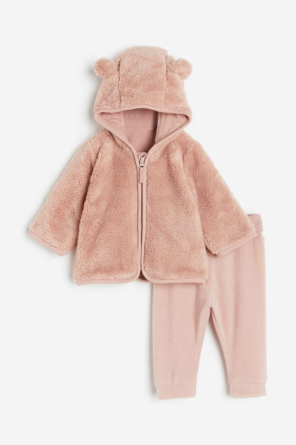 H&M 2-piece Fleece Set Light Pink