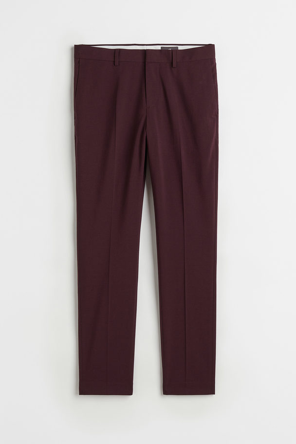 H&M Skinny Fit Suit Trousers Burgundy