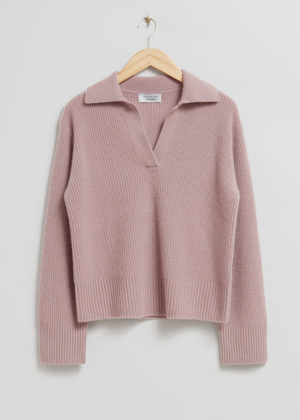 & Other Stories Collared Cashmere Jumper Pink