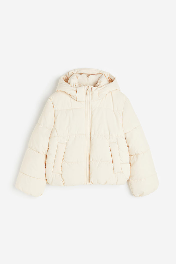 H&M Hooded Puffer Jacket Cream