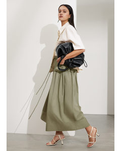 Tie-waist Midi Skirt Khaki