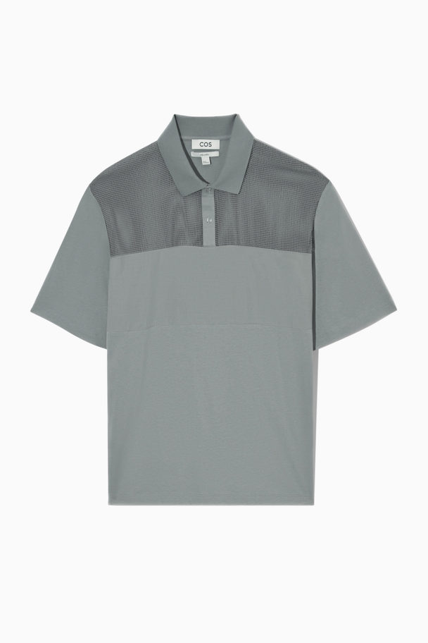 COS Mesh-panel Polo Shirt Grey