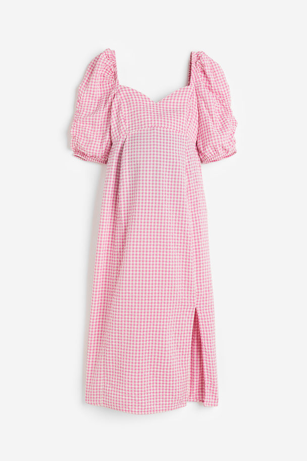 H&M MAMA Kleid mit Puffärmeln Rosa/Kariert