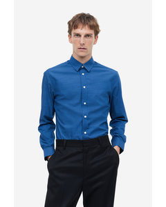 Easy-Iron-Hemd in Slim Fit Blau