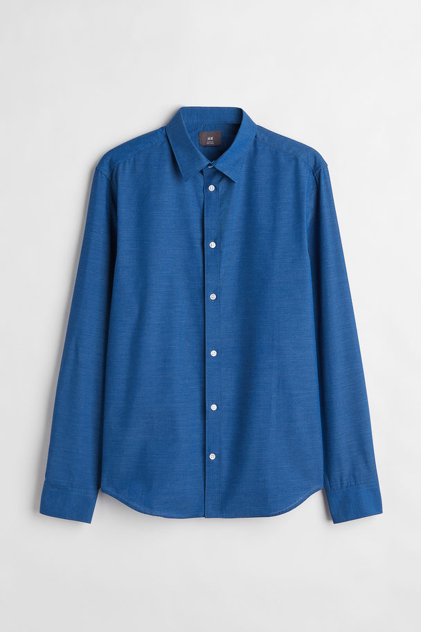 H&M Easy-Iron-Hemd in Slim Fit Blau