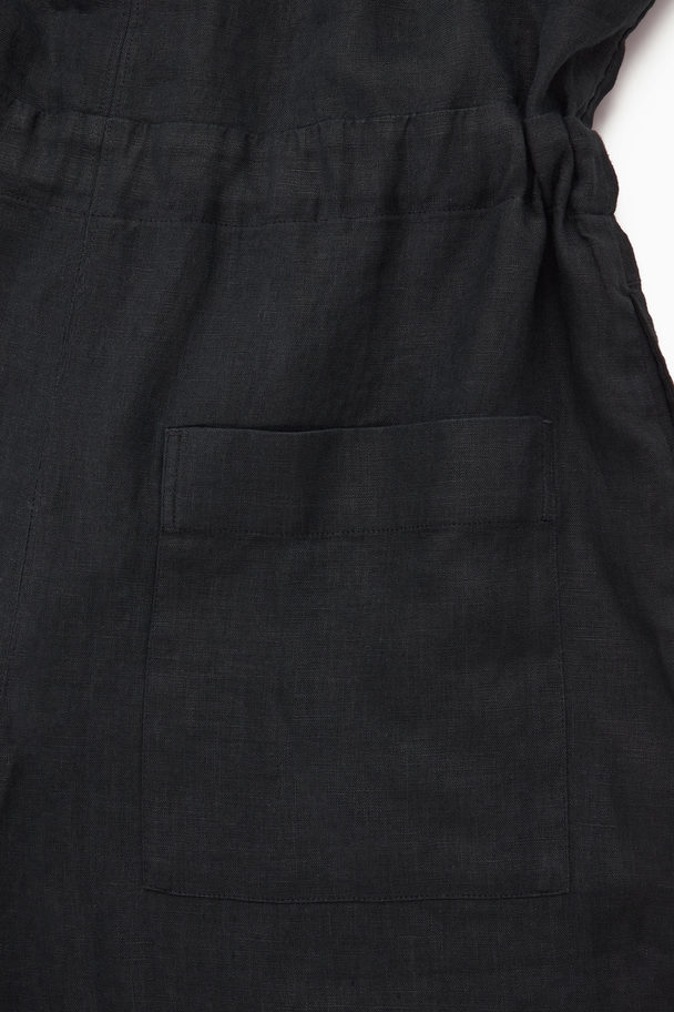 COS Drawstring-waist Linen Jumpsuit Black