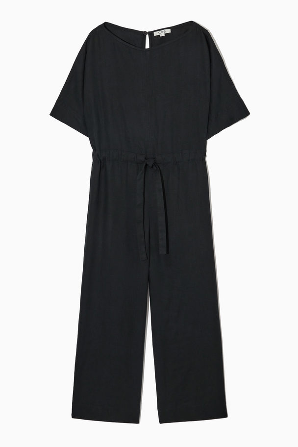 COS Drawstring-waist Linen Jumpsuit Black