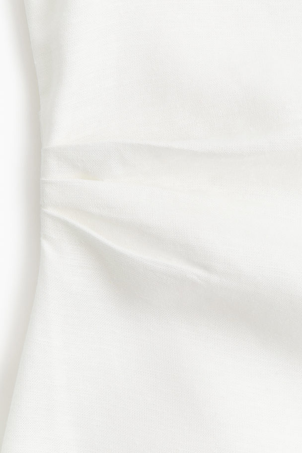 H&M Drapiertes Kleid aus Leinenmix Weiß