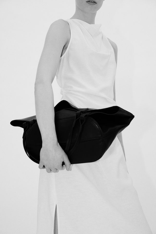 H&M Draped Linen-blend Dress White