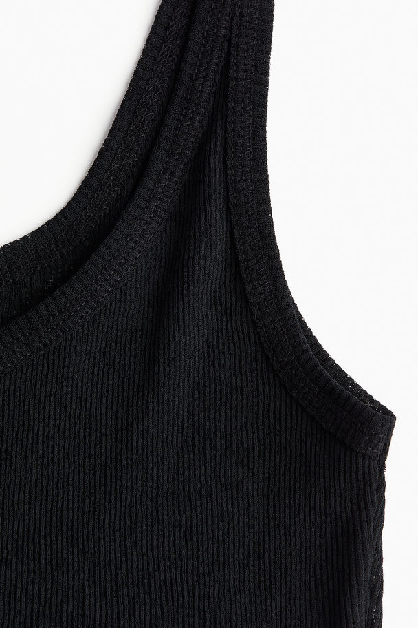 H&M Geripptes Tanktop Schwarz