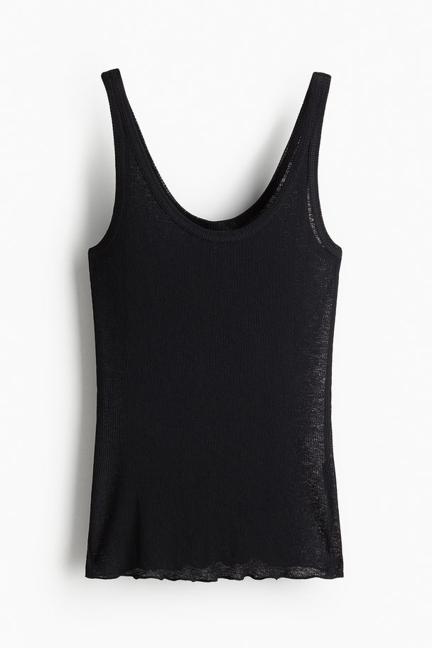 H&M Geripptes Tanktop Schwarz