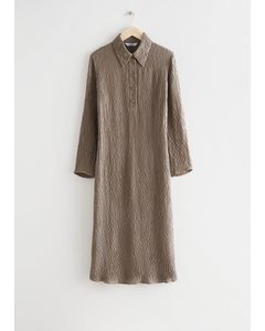 Textured Silk Midi Dress Mole