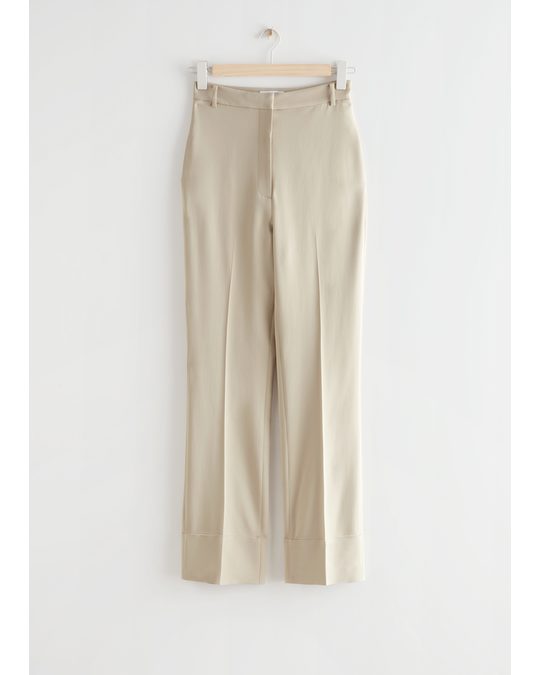 & Other Stories High Waist Press Crease Trousers Beige