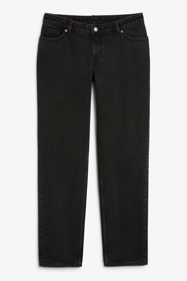 Monki Rechte Moop Zwarte Jeans Met Lage Taille Zwart
