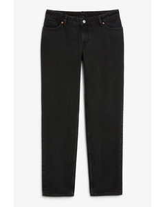 Rechte Moop Zwarte Jeans Met Lage Taille Zwart