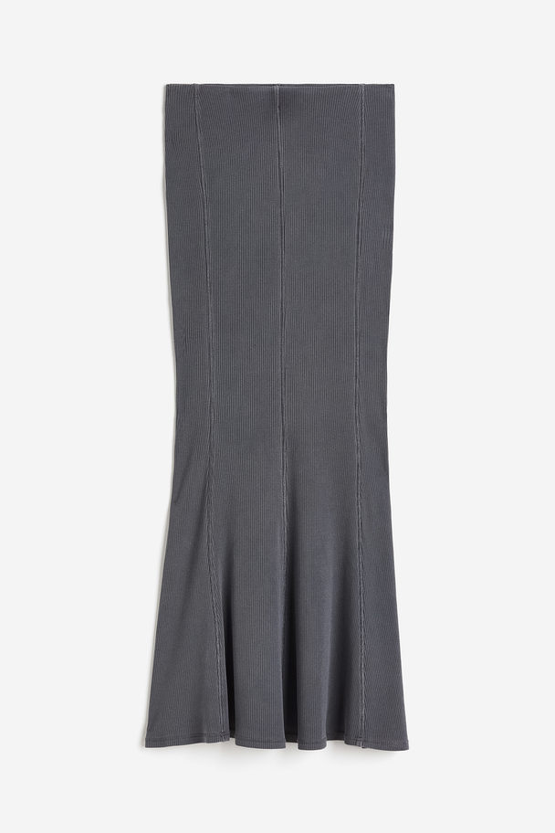 H&M Ribbed Mermaid Skirt Dark Grey