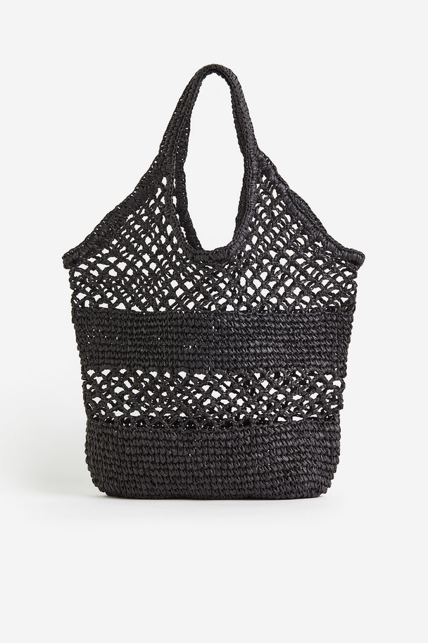 H&M Crochet-look Shopper Black