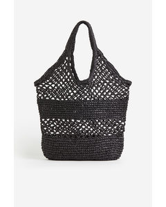 Crochet-look Shopper Black