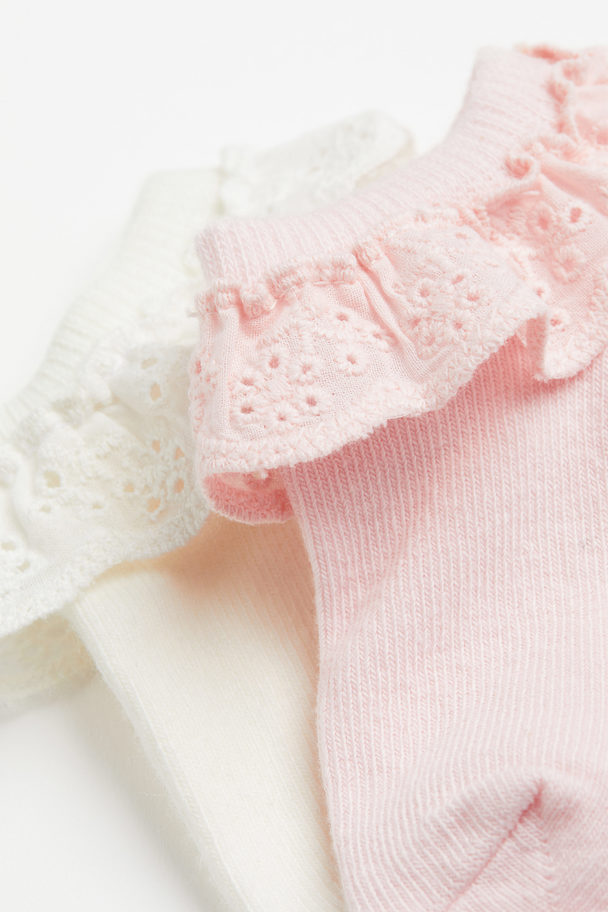 H&M 5-pack Trainer Socks Light Pink/white