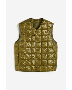 Slim Fit Padded Gilet Olive Green