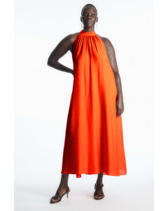 Halterneck Maxi Dress Bright Orange