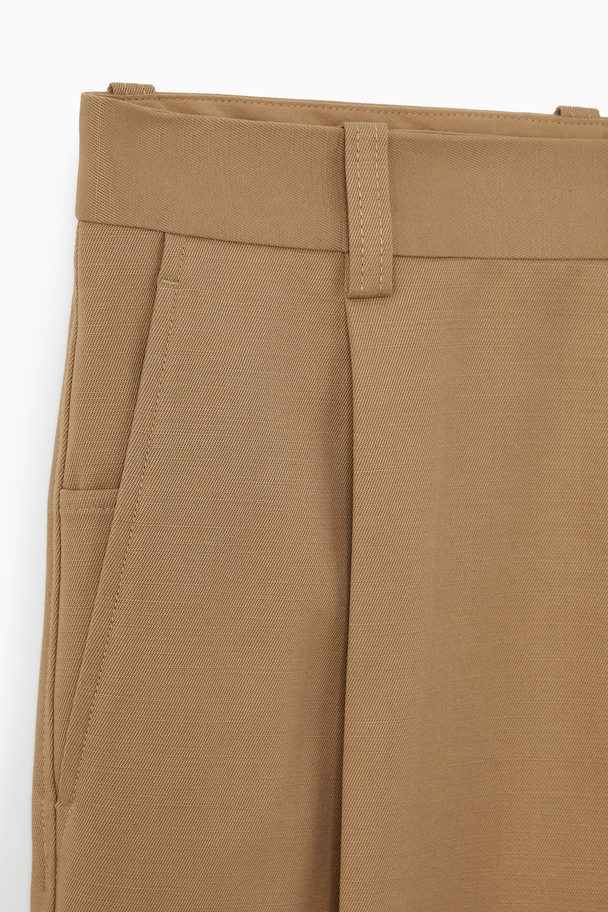 COS Pleated Wide-leg Trousers Beige