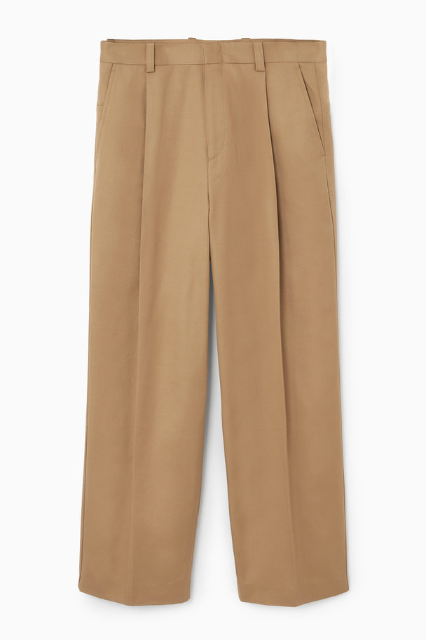 COS Pleated Wide-leg Trousers Beige