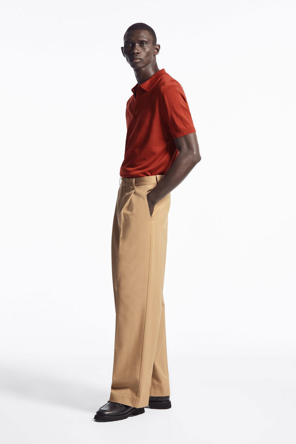 COS Pleated Wide-leg Trousers Beige