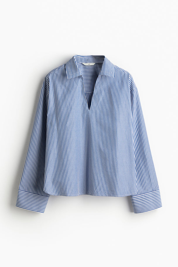 H&M Schlupfbluse Blau/Gestreift