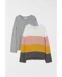 2-pack Jumpers Light Grey Marl/striped