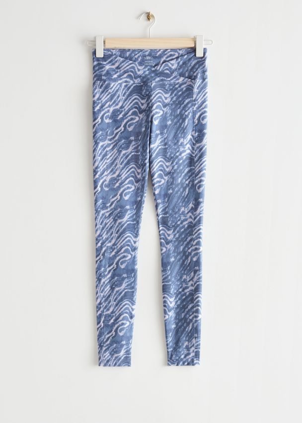 & Other Stories Quick-dry Yoga Tights Blue Tie-dye